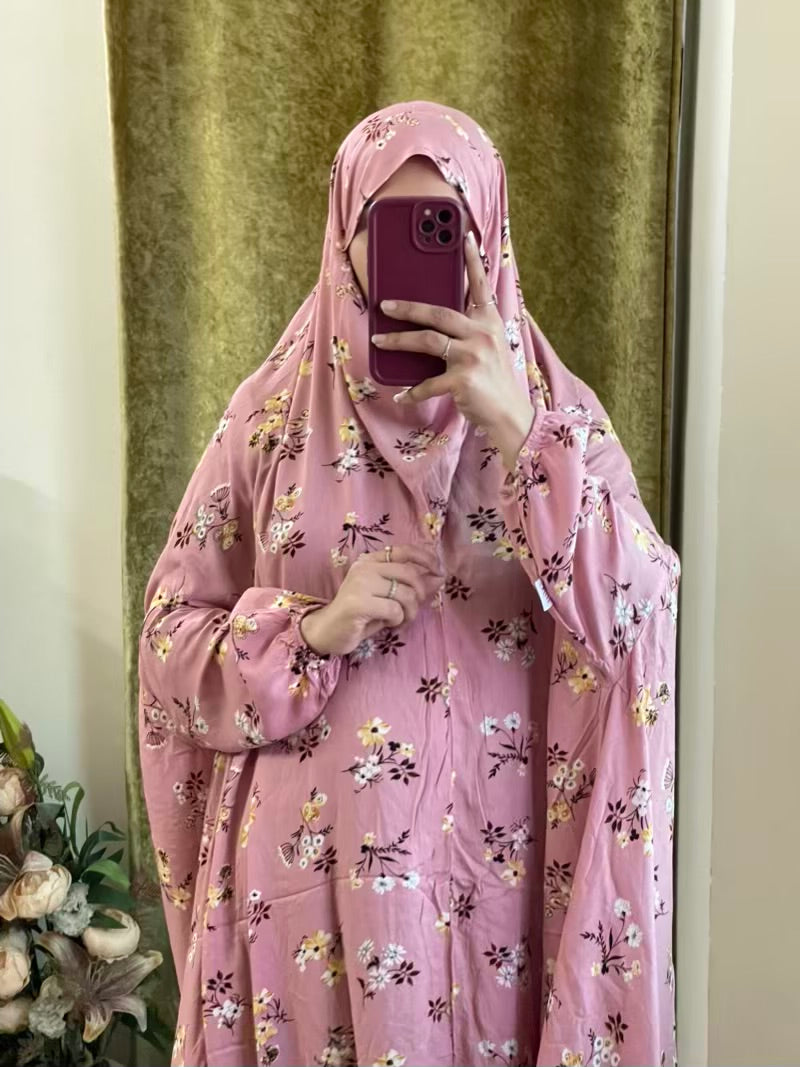 Full Coverage Namaz chadar with sleeves + Niqab (Linen)