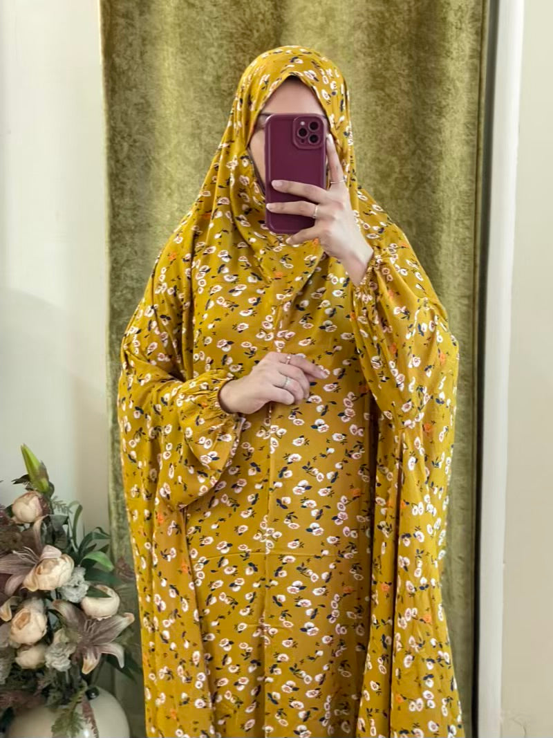 Full Coverage Namaz chadar with sleeves + Niqab (Linen)