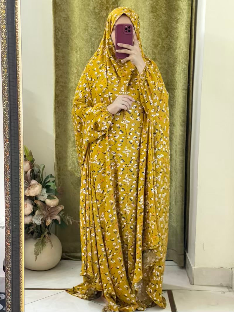 Full Coverage Namaz chadar with sleeves + Niqab (Linen)