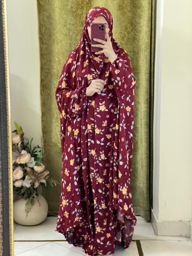 Full Coverage Namaz chadar with sleeves + Niqab (Linen)
