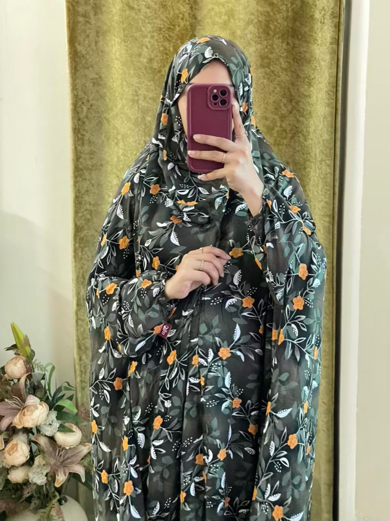 Full Coverage Namaz Chadar with Sleeves + Niqab (Linen)