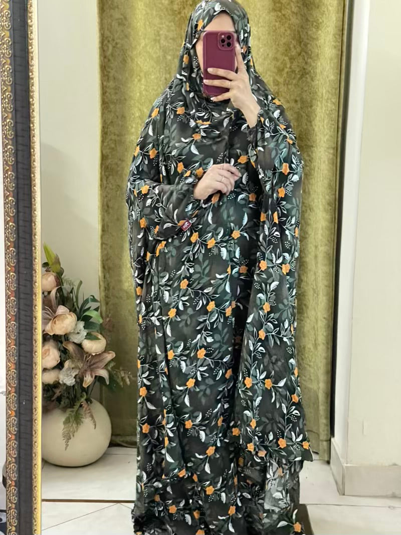 Full Coverage Namaz Chadar with Sleeves + Niqab (Linen)