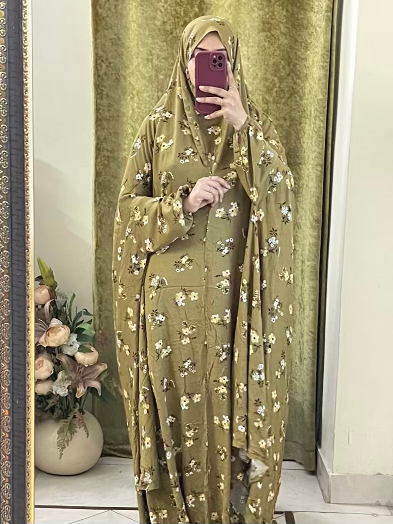 Full Coverage Namaz Chadar with Sleeves + Niqab (Linen)