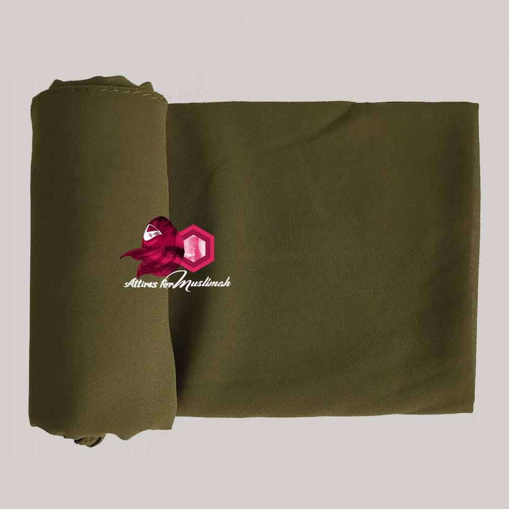 Chiffon Georgette - Olive Green Attires For Muslimah