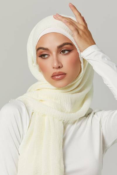 Crimps Viscose -Butter Milk Attires For Muslimah