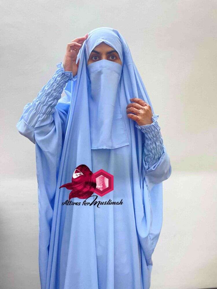 French Jilbab (2 Piece) - Sky Blue Attires For Muslimah