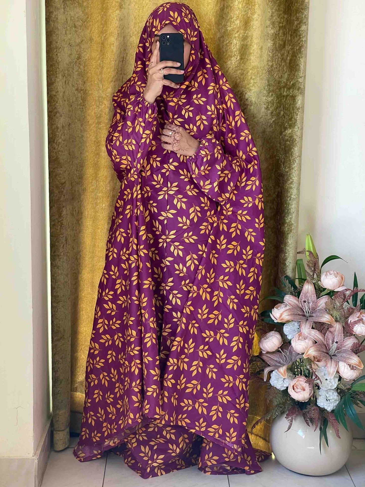 Full Coverage Namaz Chadar with Sleeves + Niqab (Cotton) Attires For Muslimah
