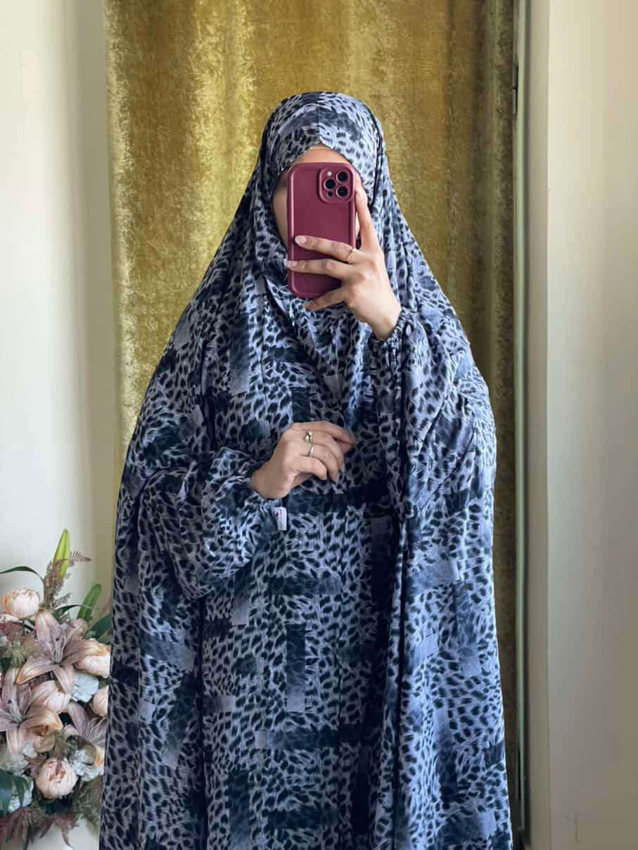 Full Coverage Namaz Chadar with Sleeves + Niqab (Linen) Attires For Muslimah