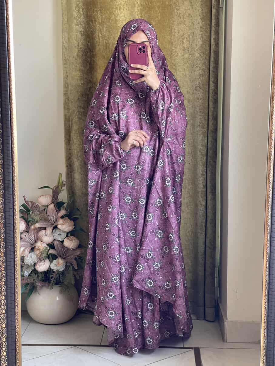 Full Coverage Namaz Chadar with Sleeves + Niqab (Mix Lawn) Attires For Muslimah