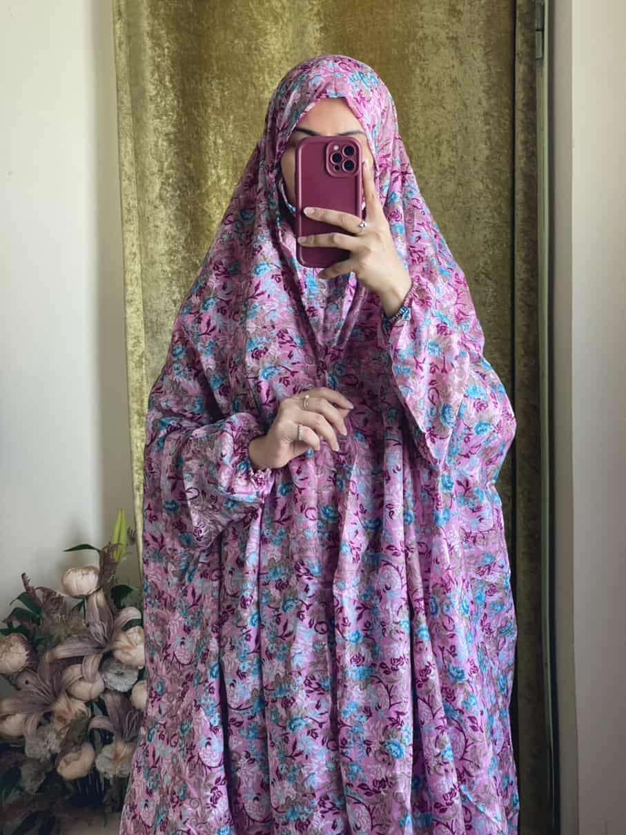 Full Coverage Namaz Chadar with Sleeves + Niqab (Mix Lawn) Attires For Muslimah