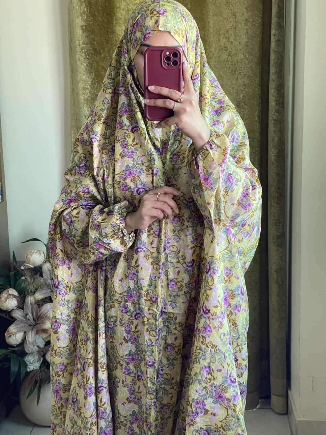 Full Coverage Namaz Chadar with Sleeves + Niqab (Mix Lawn) Attires For Muslimah