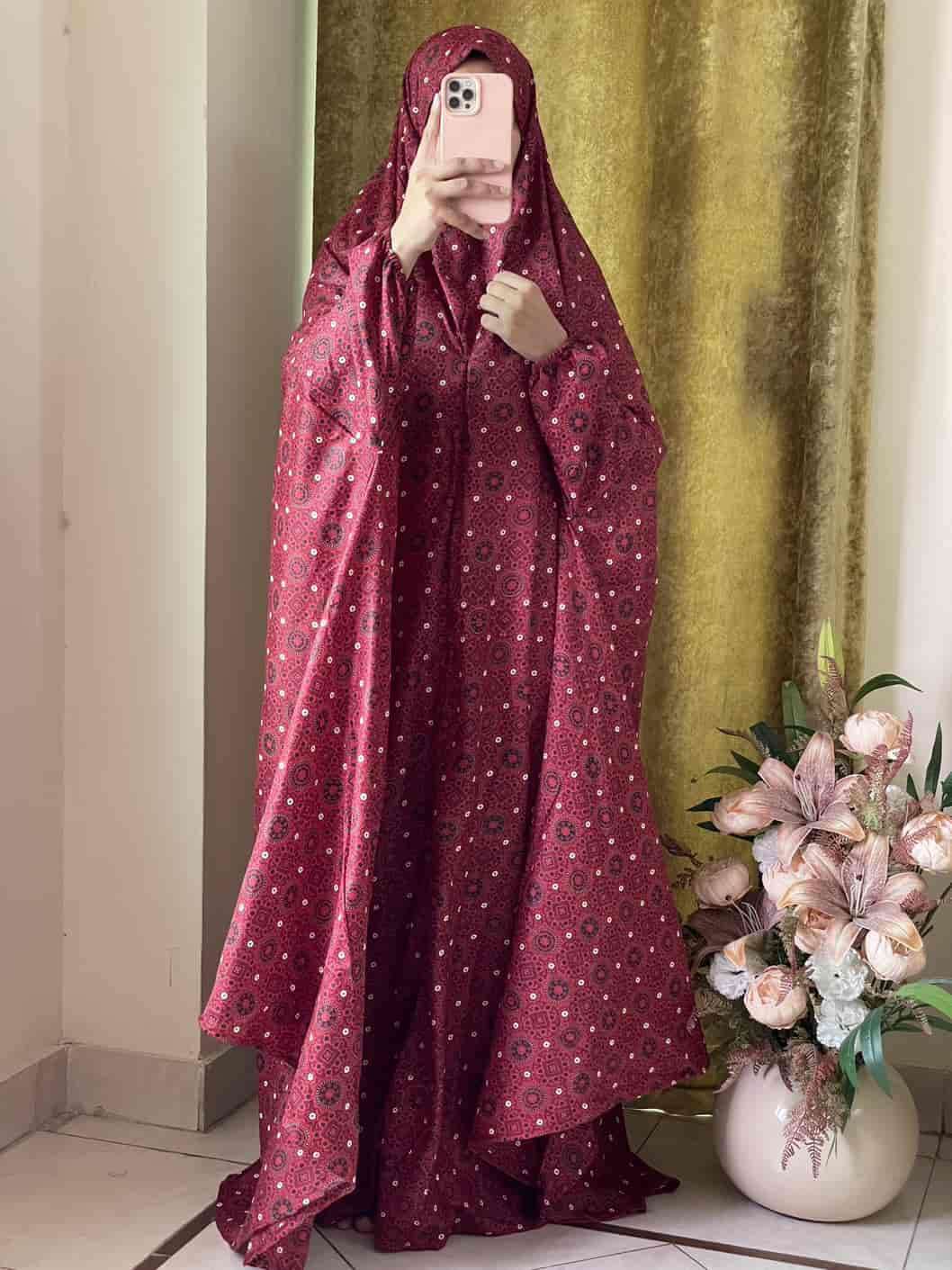 Full Coverage Namaz Chadar with Sleeves + Niqab (Mix Lawn) Attires For Muslimah