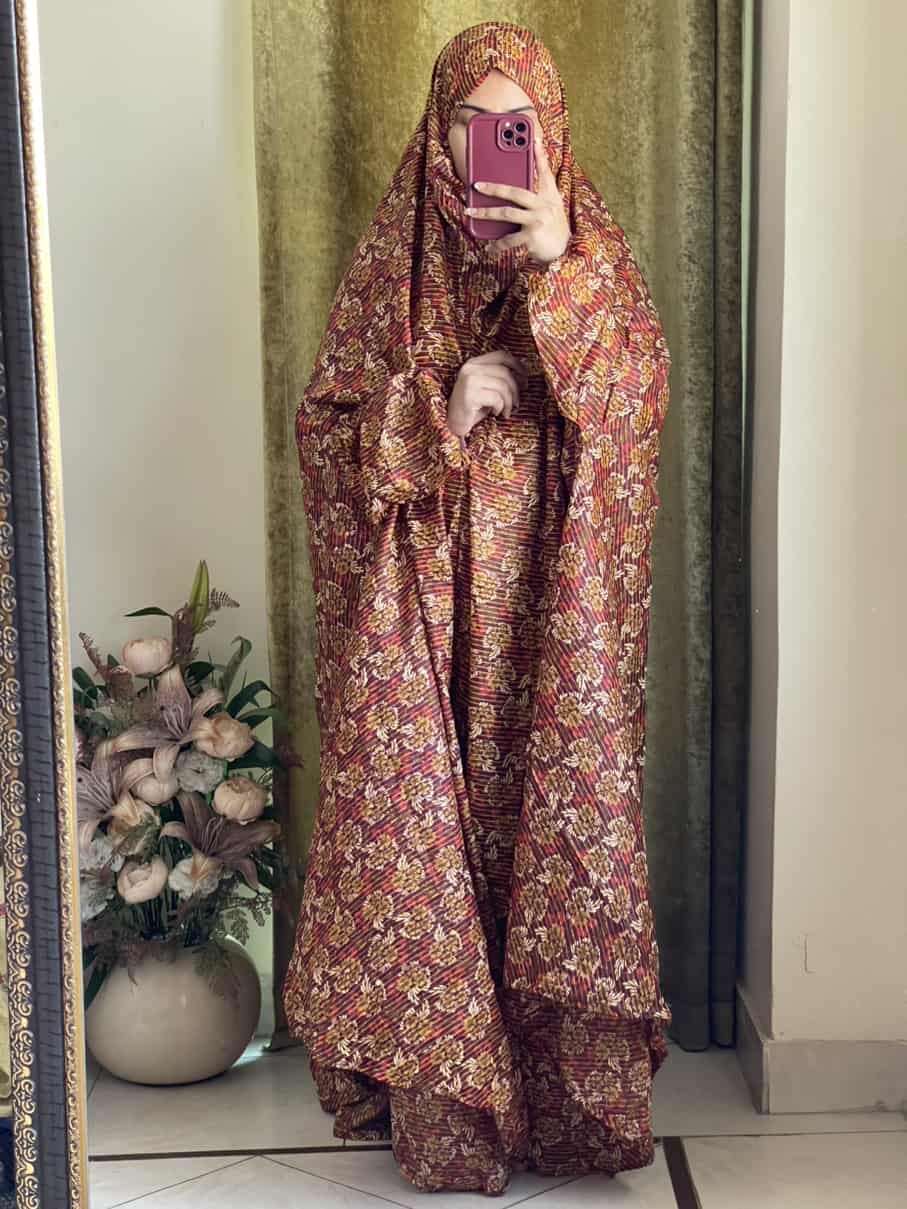 Full Coverage Namaz Chadar with Sleeves + Niqab (Mix Lawn) Attires For Muslimah