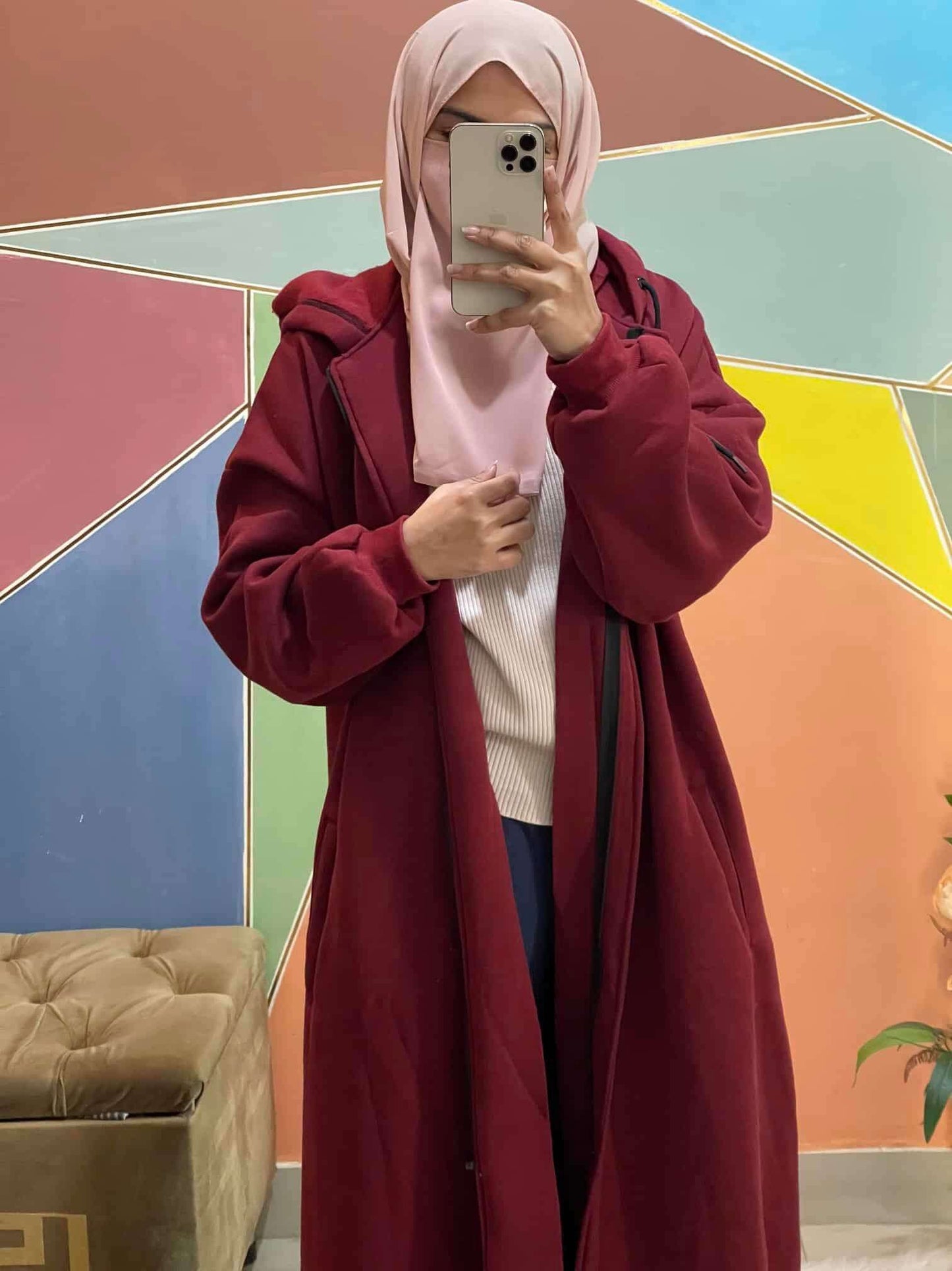 Hoodie Abaya (Blood Red) Attires For Muslimah