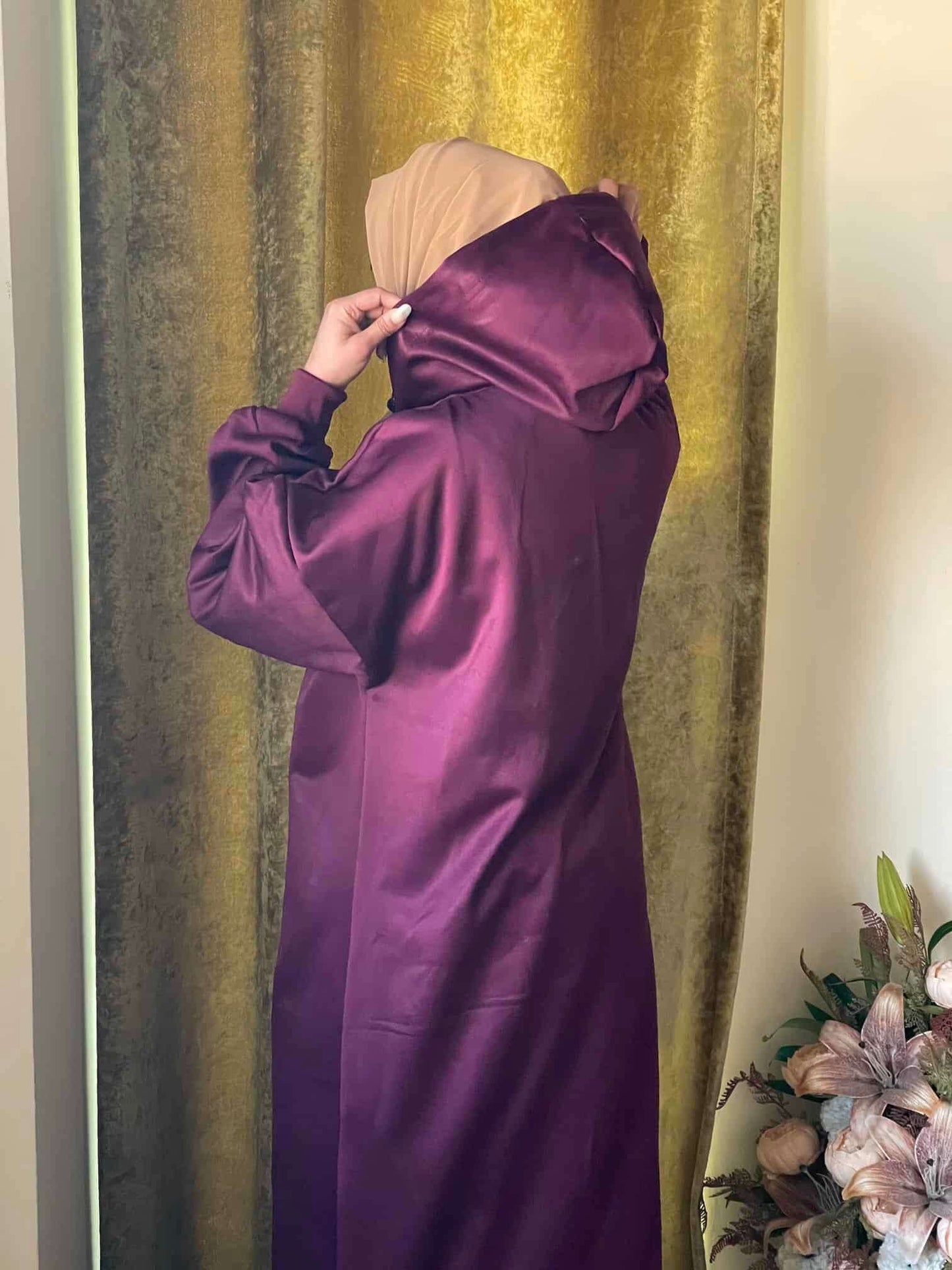 Hoodie Abaya (Maroon) Attires For Muslimah