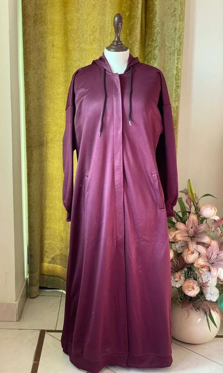 Hoodie Abaya (Maroon) Attires For Muslimah