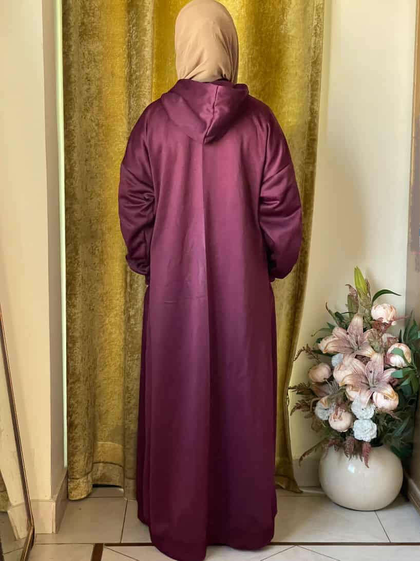 Hoodie Abaya (Maroon) Attires For Muslimah