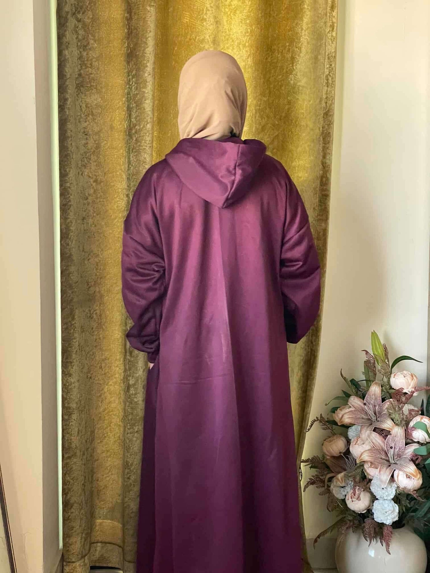 Hoodie Abaya (Maroon) Attires For Muslimah