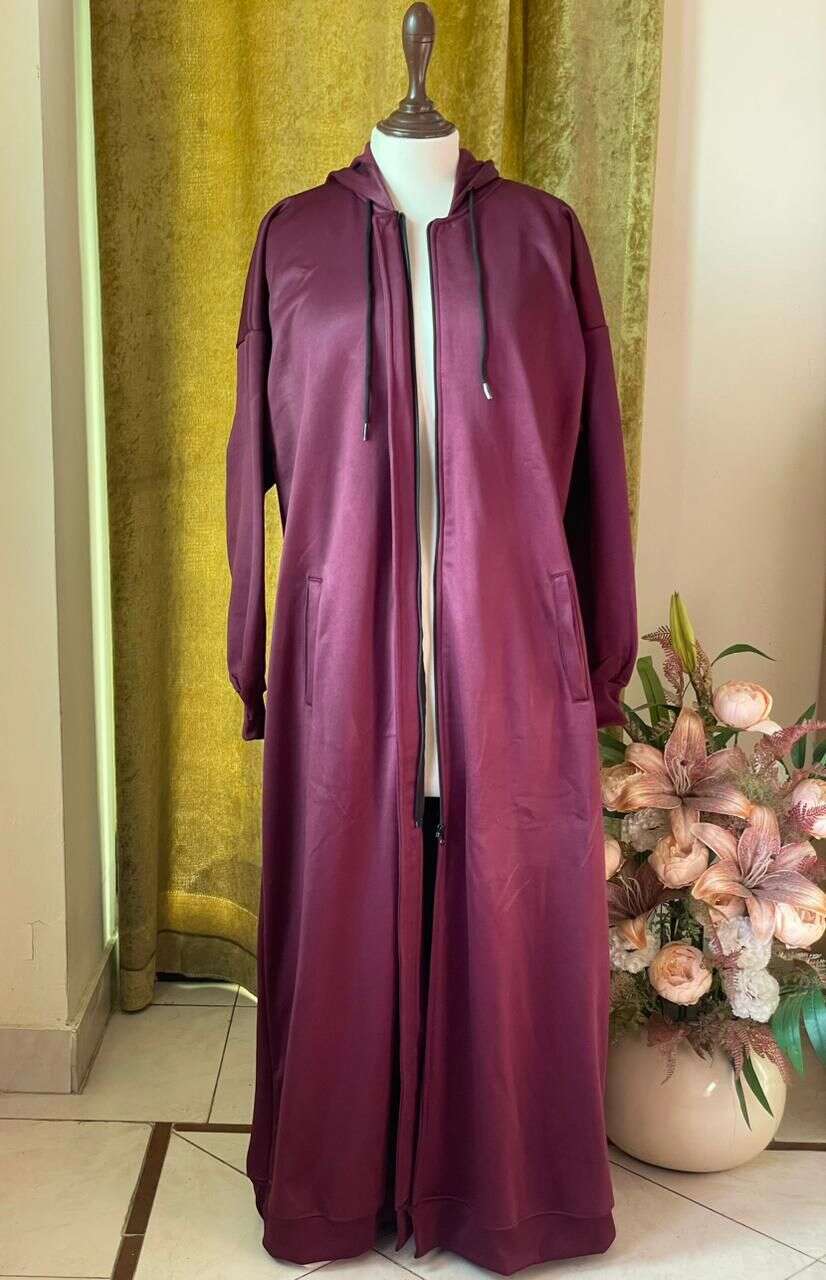 Hoodie Abaya (Maroon) Attires For Muslimah