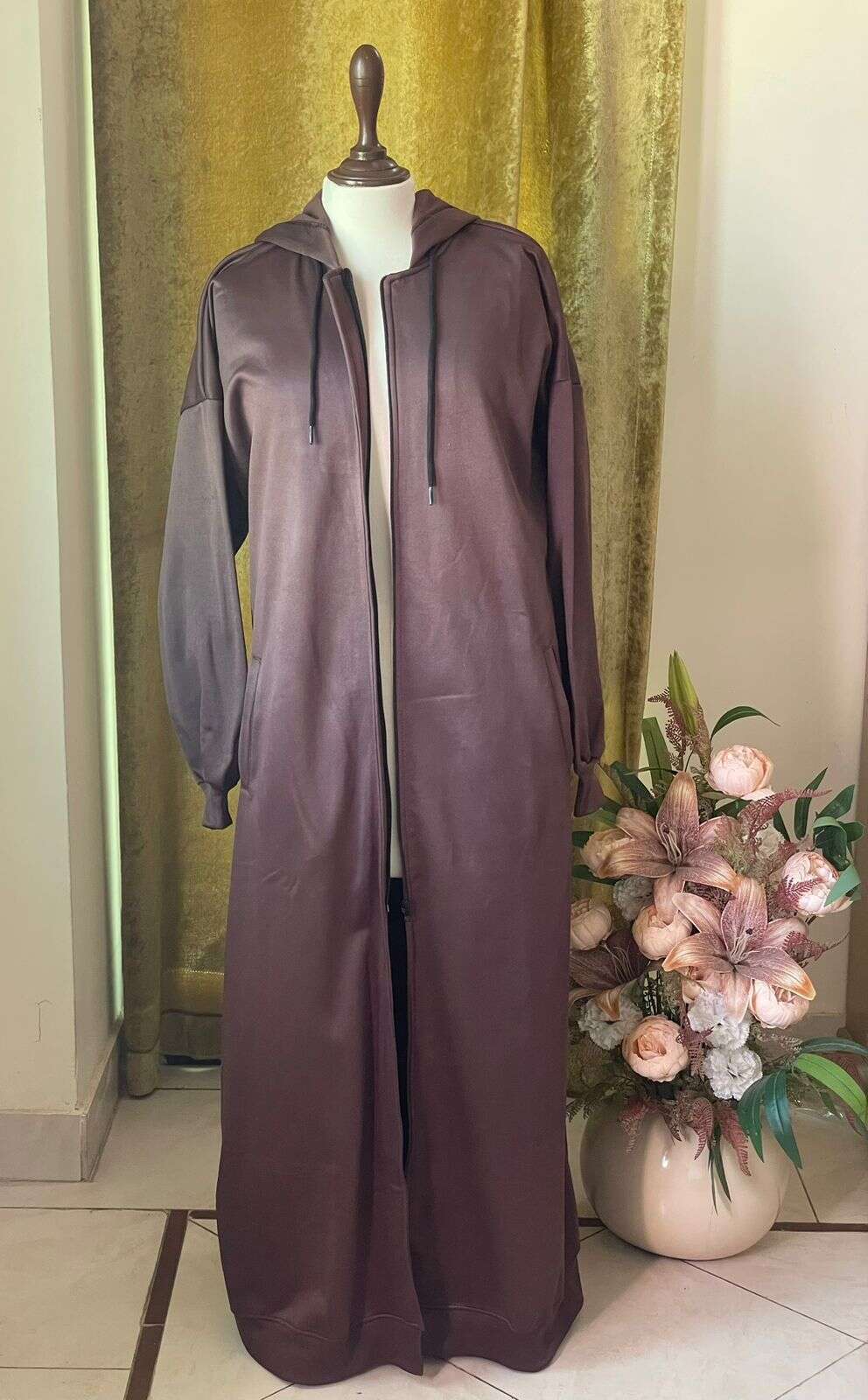 Hoodie Abaya (Muavish Brown ) Attires For Muslimah