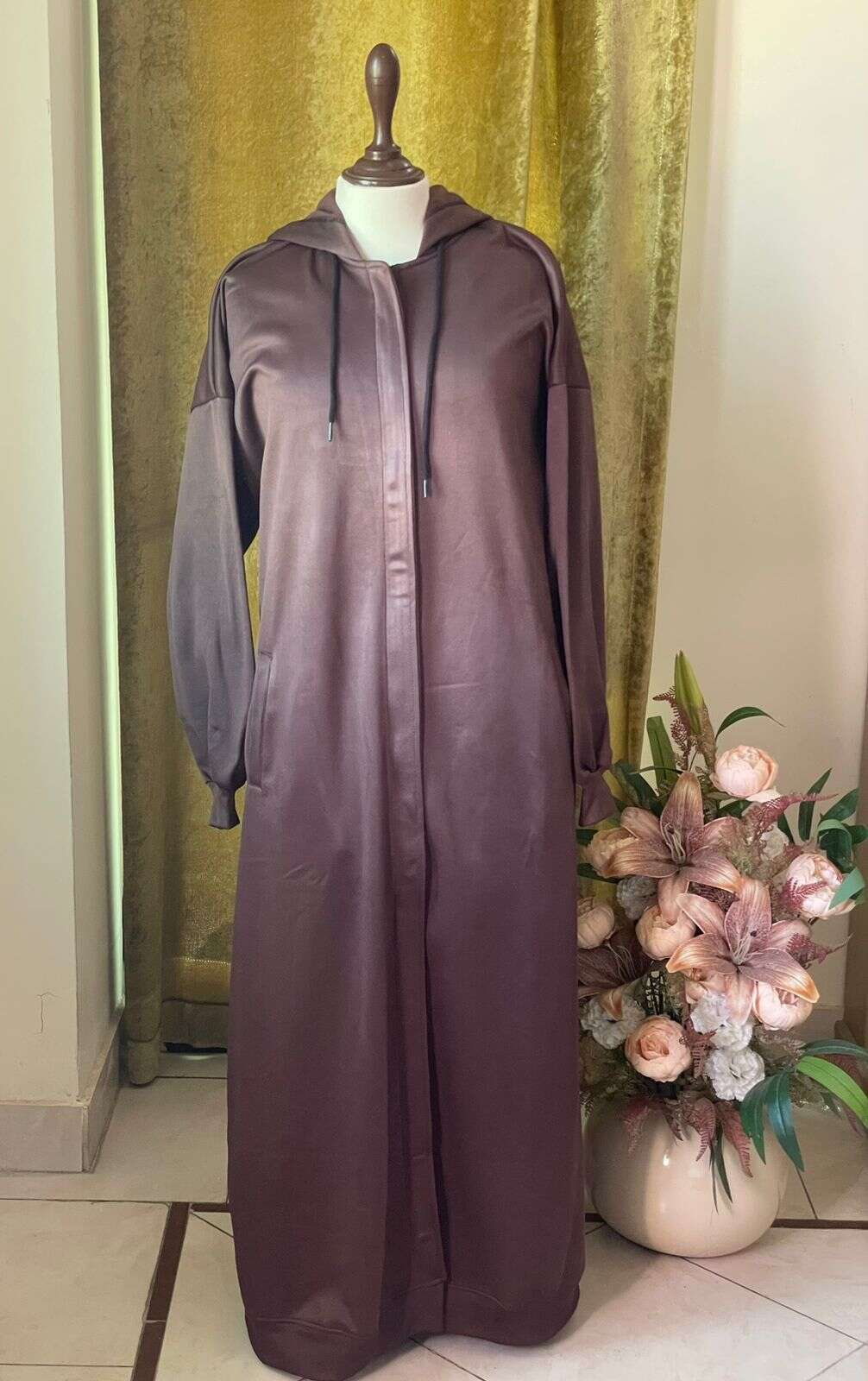 Hoodie Abaya (Muavish Brown ) Attires For Muslimah