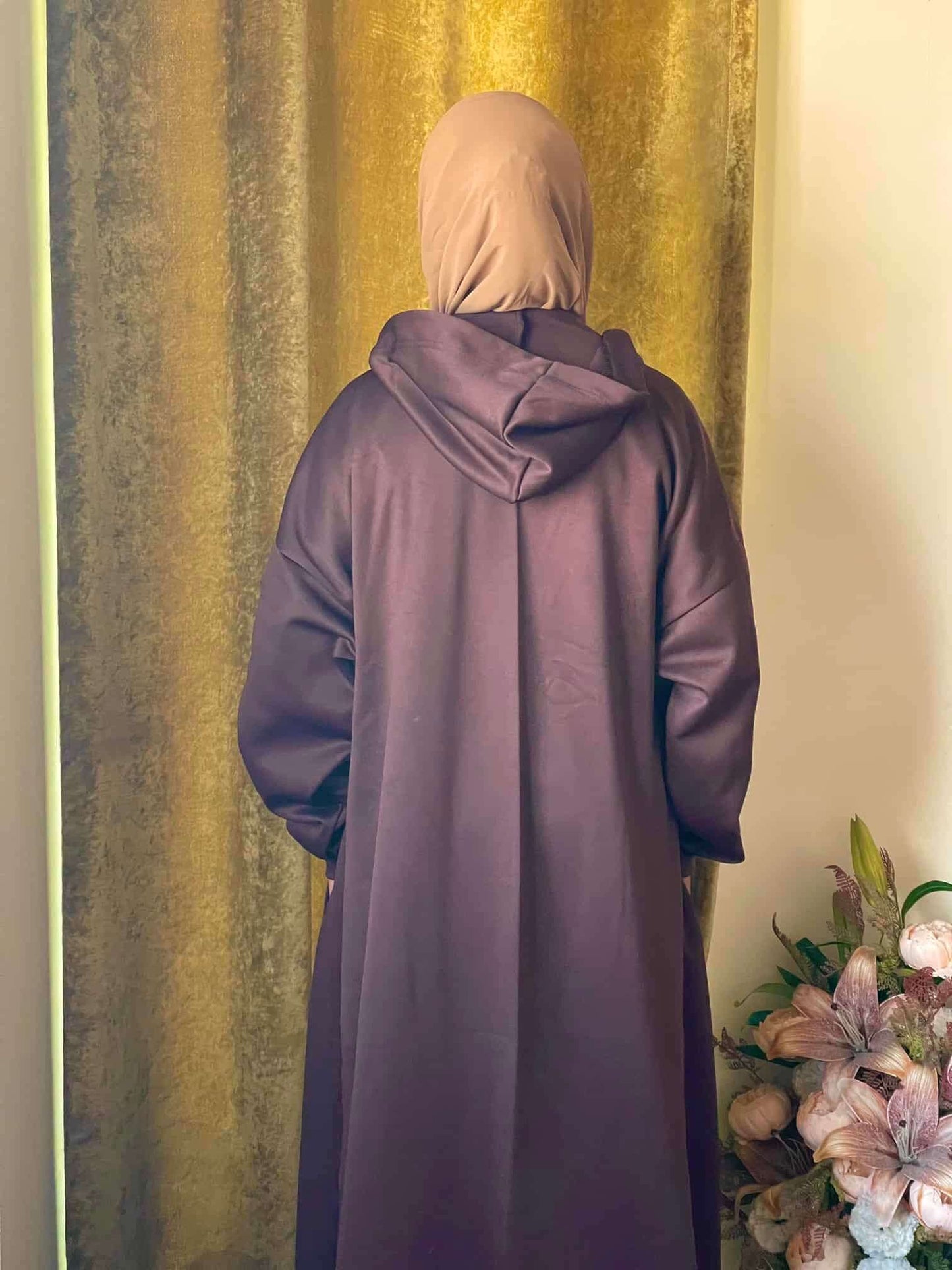 Hoodie Abaya (Muavish Brown ) Attires For Muslimah