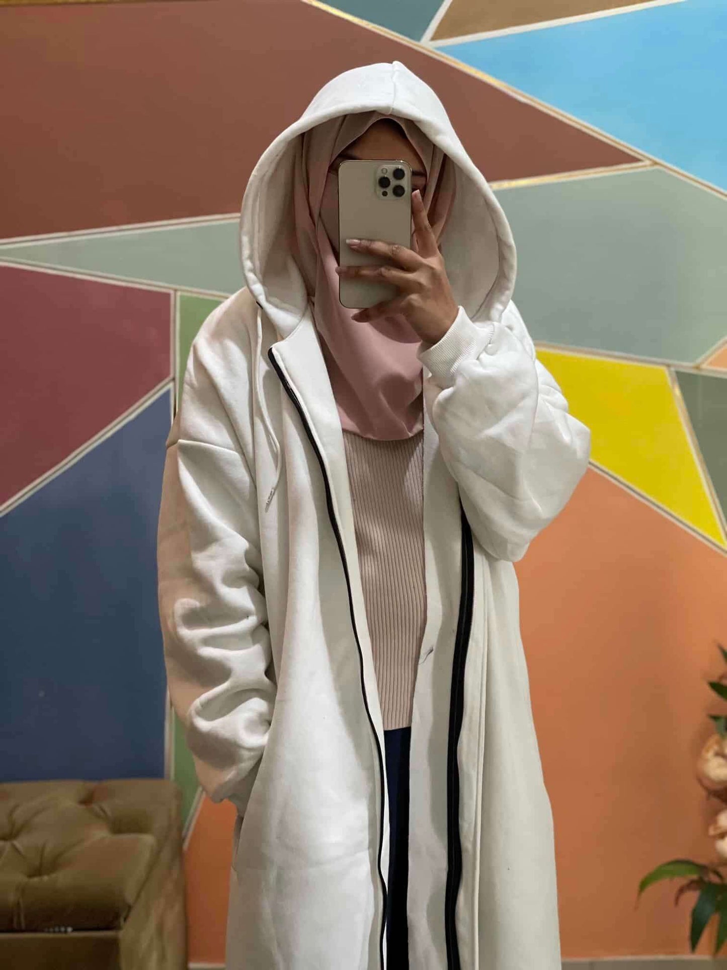 Hoodie Abaya (Pure White) Attires For Muslimah