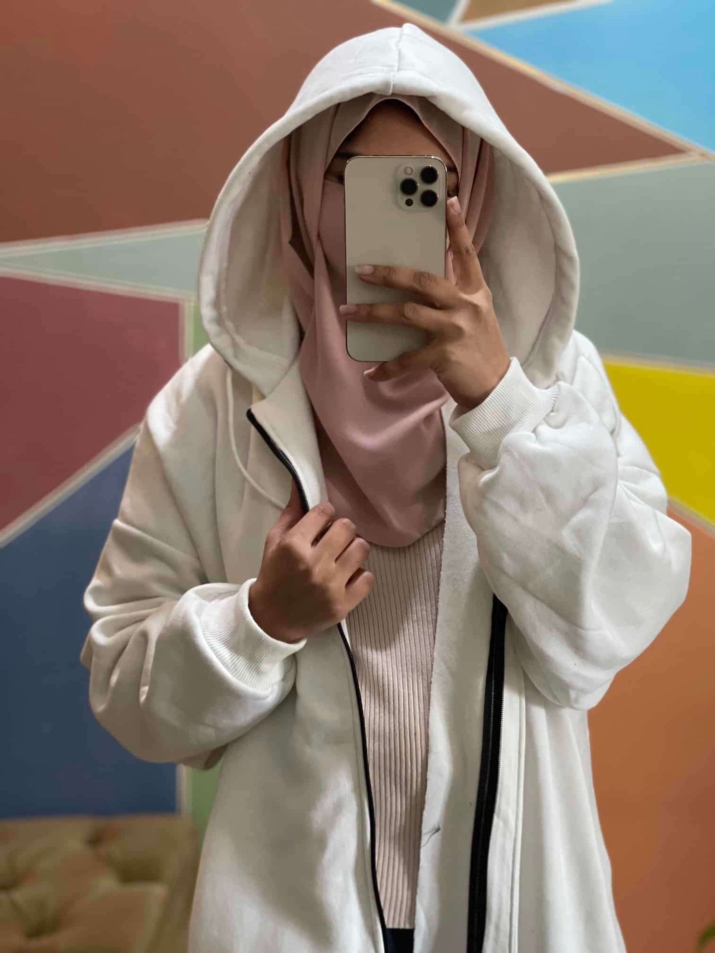Hoodie Abaya (Pure White) Attires For Muslimah