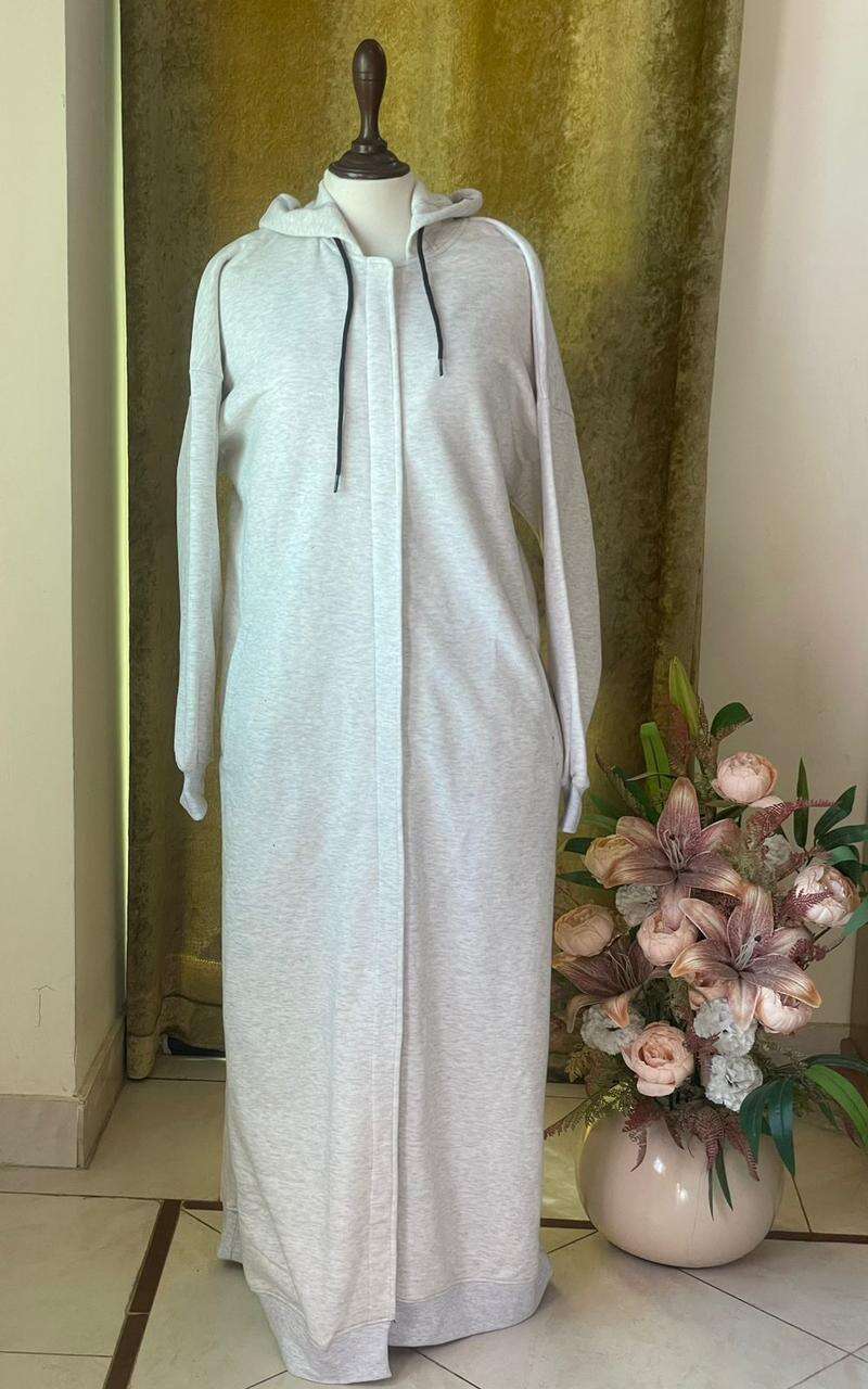 Hoodie Abaya (White) Attires For Muslimah