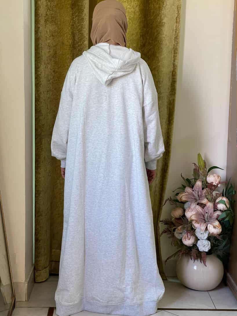 Hoodie Abaya (White) Attires For Muslimah