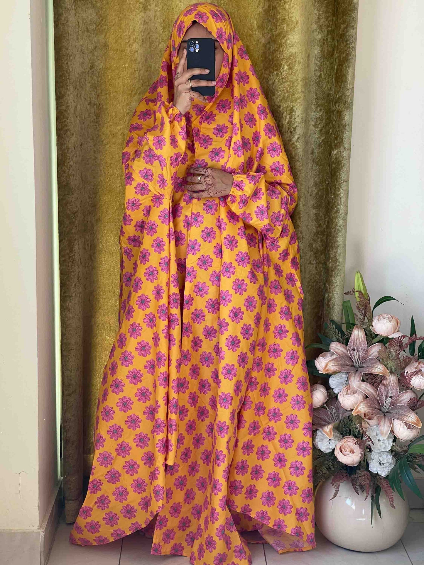 Full Coverage Namaz Chadar with Sleeves + Niqab (Cotton)
