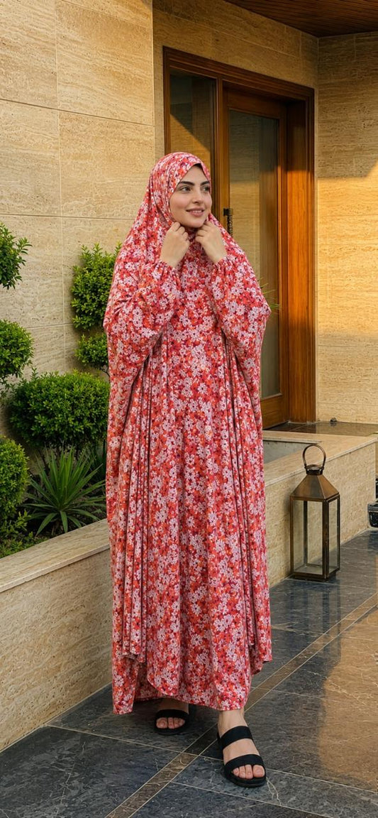 Full Coverage Namaz Chadar with Sleeves + Niqab (Pure Lawn)