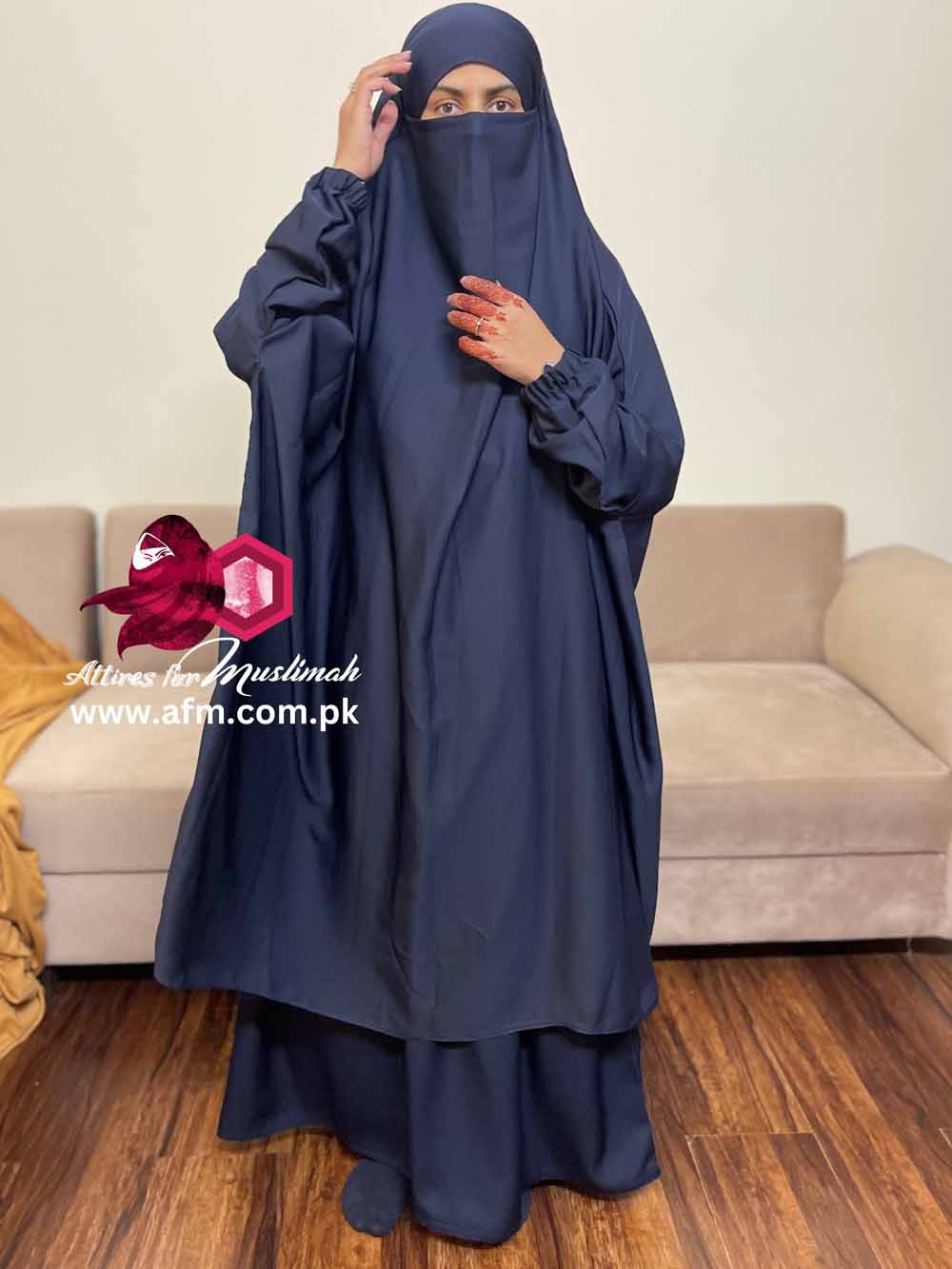 3 Piece Jilbab - Navy Blue