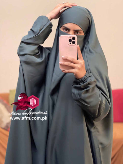 3 Piece Jilbab - Slate Grey