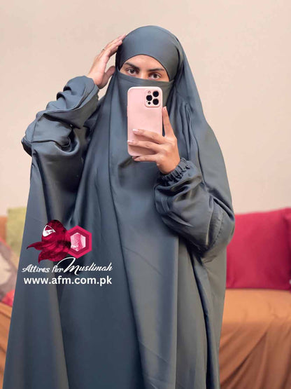 3 Piece Jilbab - Slate Grey