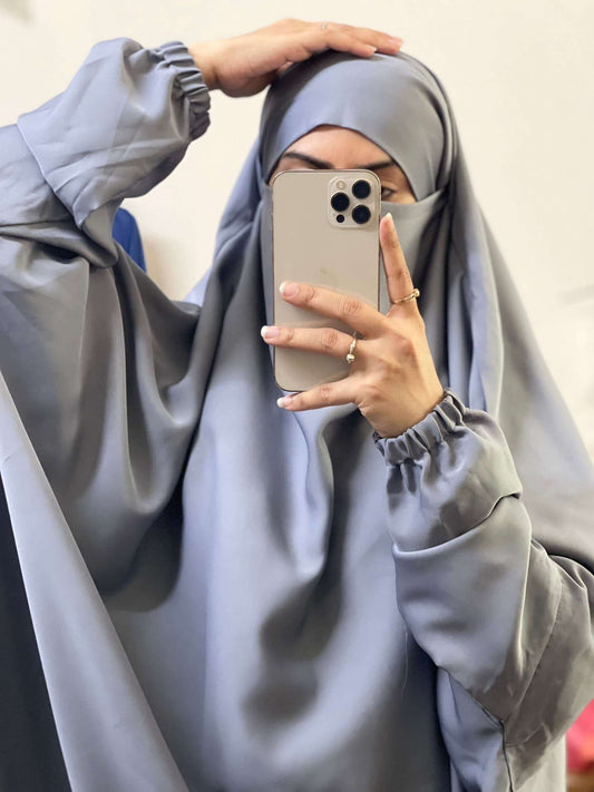 3 Piece Jilbab - Grey Attires For Muslimah
