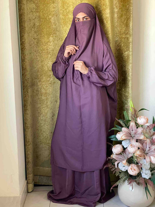 3 Piece Jilbab - Muave Pink Attires For Muslimah