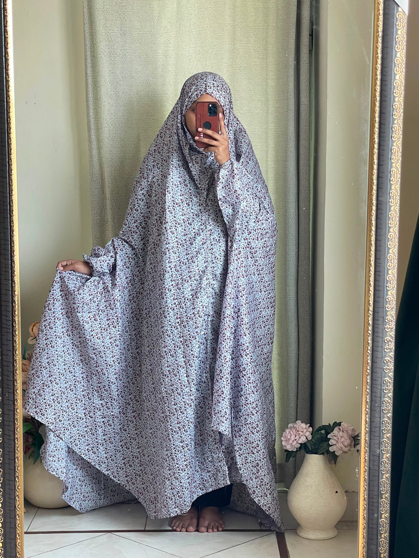 Full Coverage Namaz Chadar with Sleeves + Niqab (Mix Lawn)