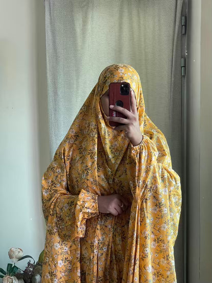 Full Coverage Namaz Chadar with Sleeves + Niqab (Pure Lawn)