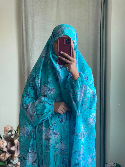 Full Coverage Namaz Chadar with Sleeves + Niqab (Pure Lawn)