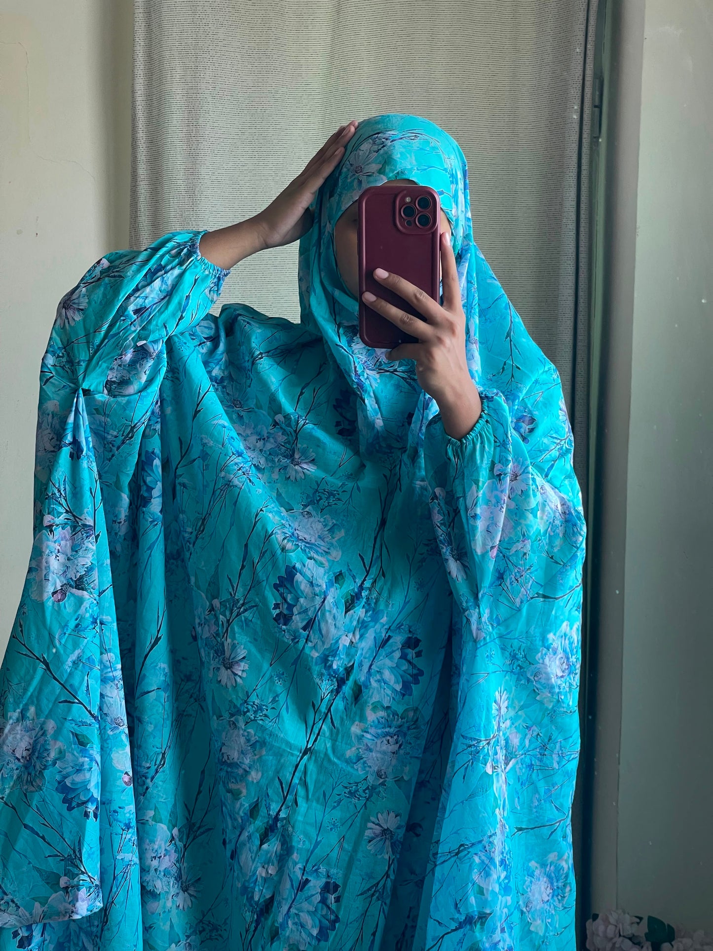 Full Coverage Namaz Chadar with Sleeves + Niqab (Pure Lawn)