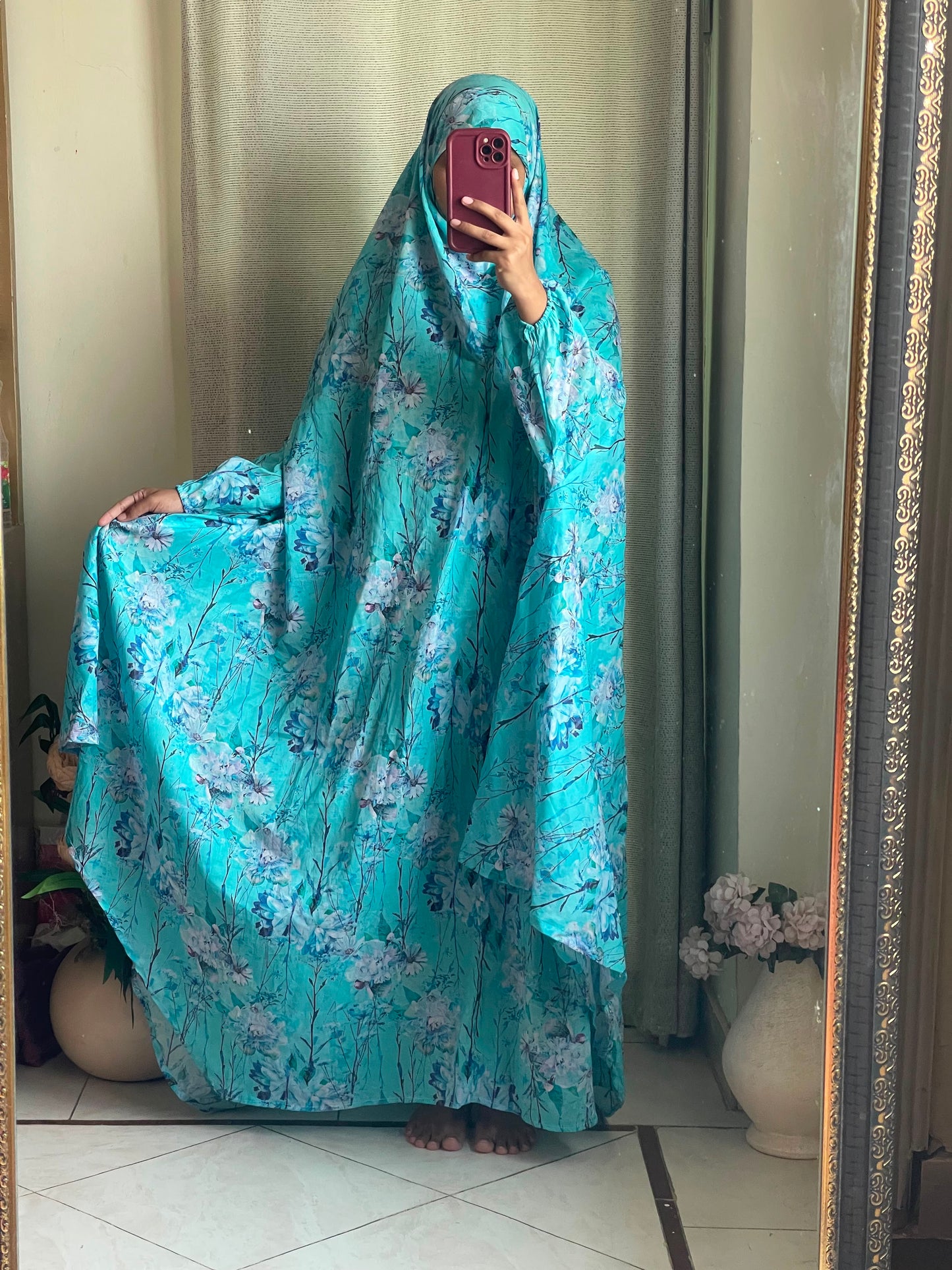 Full Coverage Namaz Chadar with Sleeves + Niqab (Pure Lawn)
