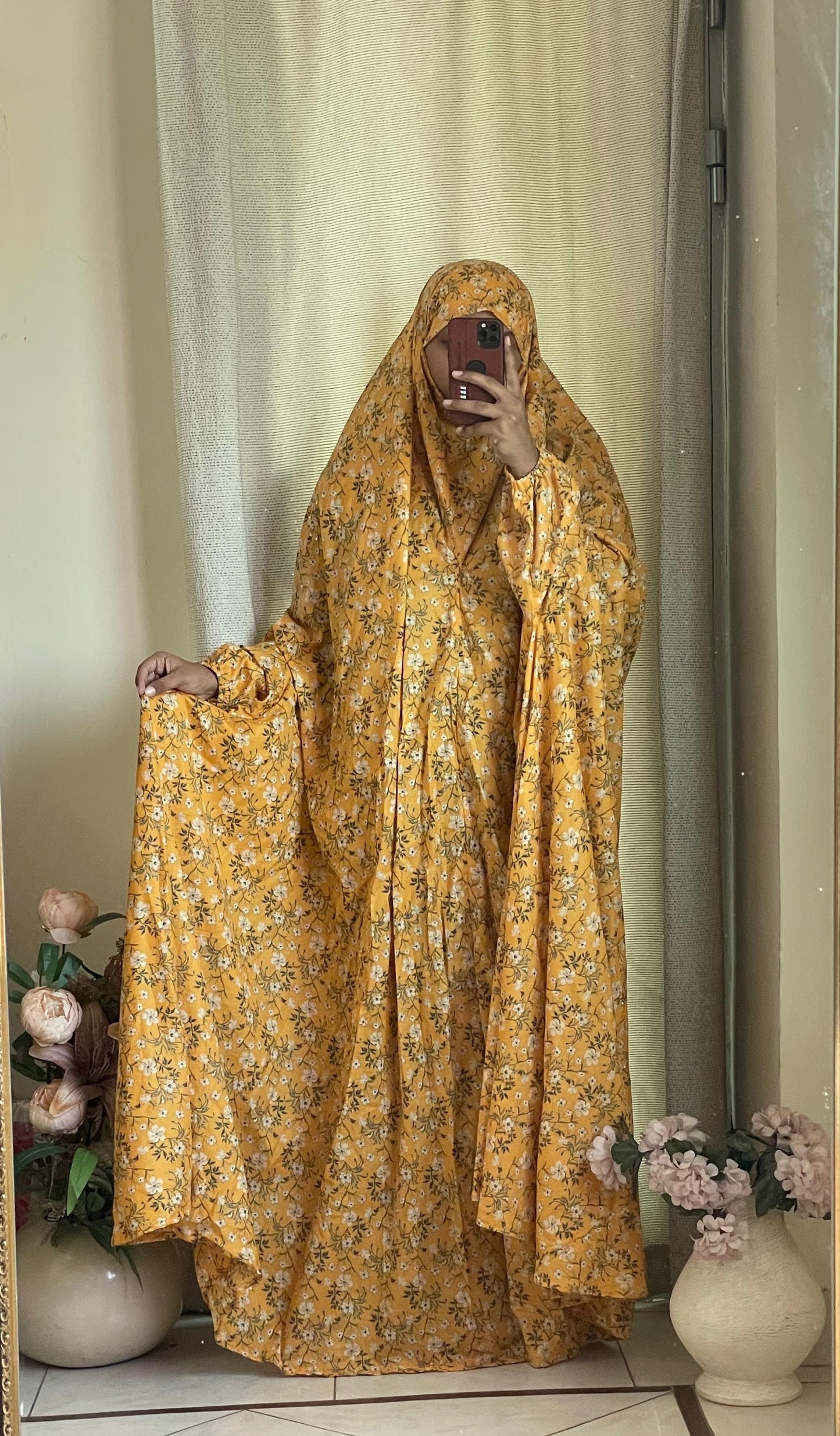 Full Coverage Namaz Chadar with Sleeves + Niqab (Pure Lawn)