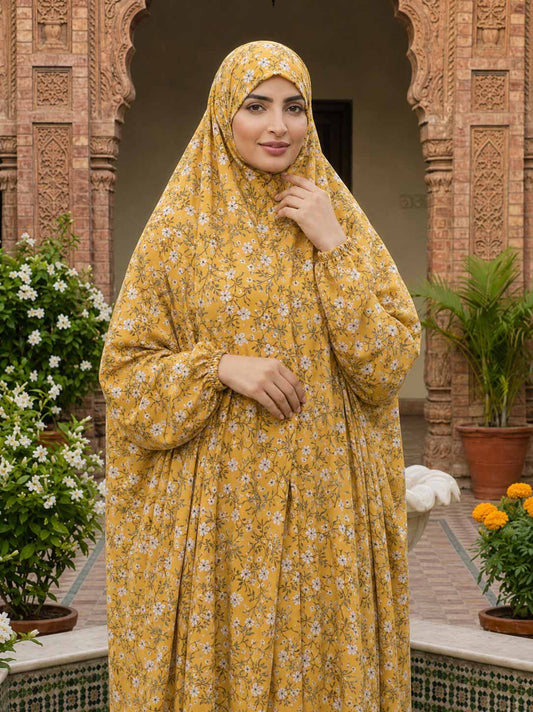 Full Coverage Namaz Chadar with Sleeves + Niqab (Pure Lawn)