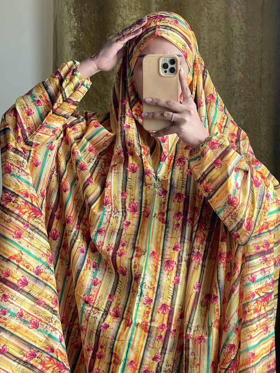 Full Coverage Namaz Chadar with Sleeves + Niqab (Pure Lawn)