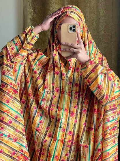 Full Coverage Namaz Chadar with Sleeves + Niqab (Pure Lawn)