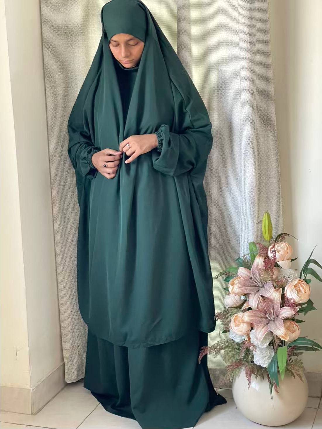 3 Piece Jilbab - Bottle Green