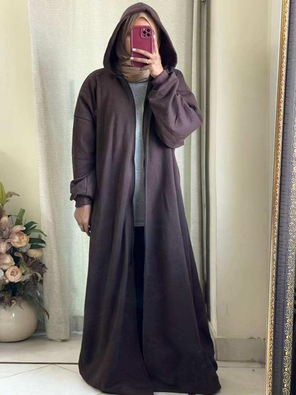 Hoodie Abaya (Dark Brown)