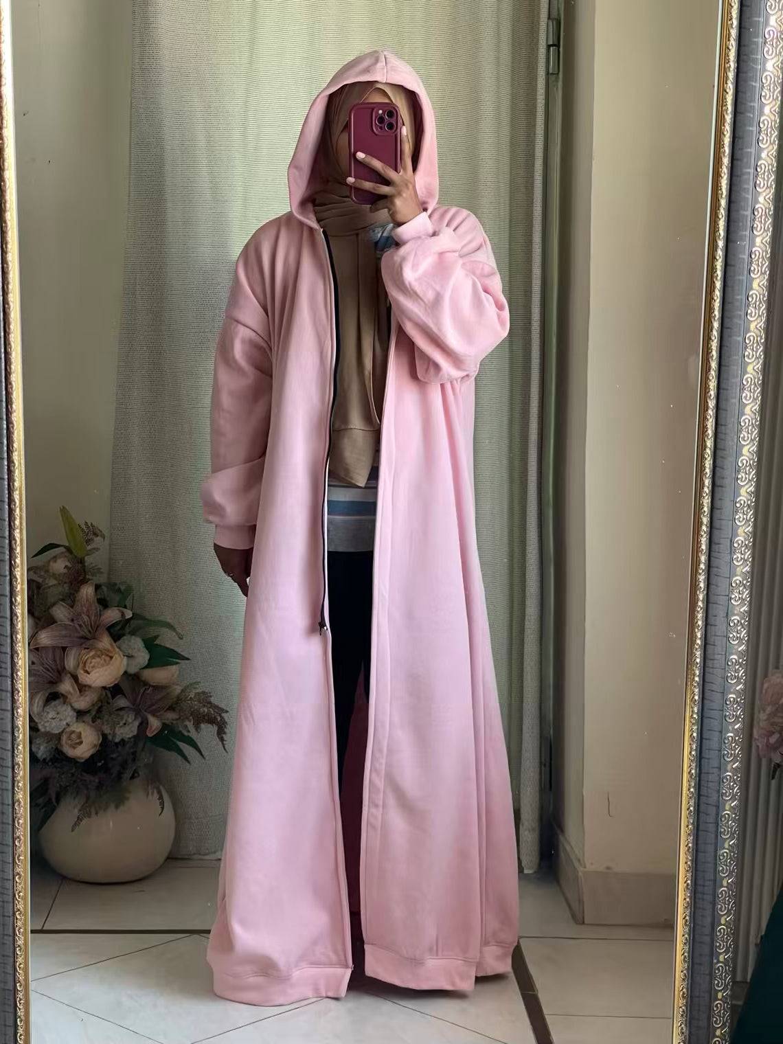 Hoodie Abaya (Pastel Pink)