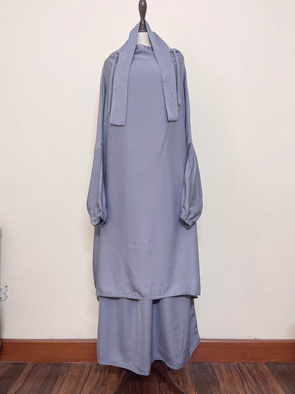 3 Piece Jilbab - Grey